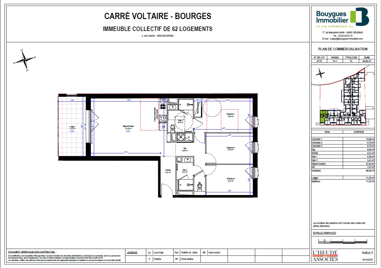 Appartement Type 4 avec terrasse, programme neuf « Le Carré Voltaire » en plein centre ville de BOURGES