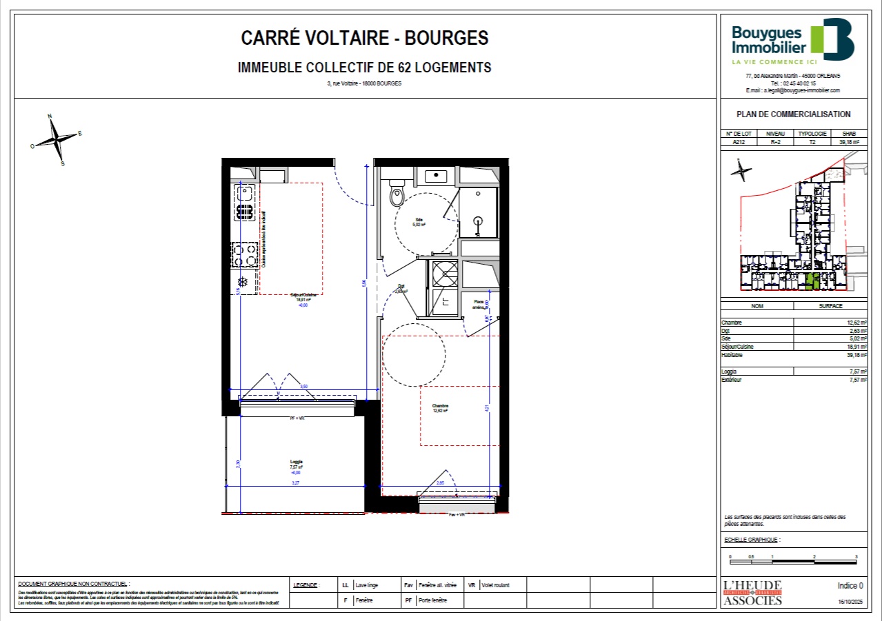 Appartement Type 2 avec balcon, programme neuf « Le Carré Voltaire » en plein centre ville de BOURGES